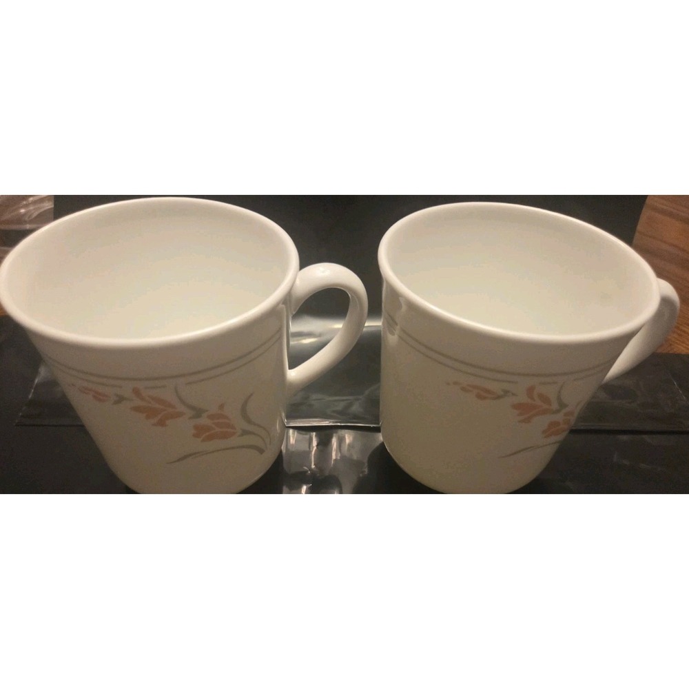 Corning Corelle Cups Vintage Peach Garland Coffee Mugs Floral Set Of 2 - Picture 5 of 8